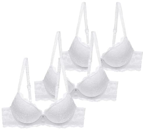 Soutien-gorge Dirndl blanc push-up sans armatures pour femme - Dos nu - En dentelle - Soutien-gorge sexy pour Dirndl - Pour fête de la bière - Soutien-gorge transparent