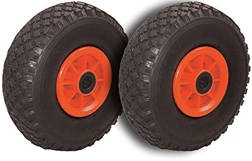 2 x Sackkarrenrad, Gummirad 3.00-4 Kunststofffelge mit Nadellager, Tragkraft 130kg, ø=260mm, Breite = 85mm, Achs-ø=20mm, auch für Bollerwagen und Handwagen, HKB, Artikel-Nr. 20189
