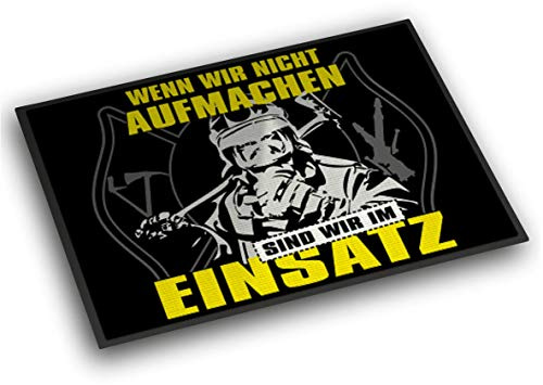 Roter Hahn 112 Einzigartige Feuerwehr Fussmatte Wir sind im Einsatz Fußabtreter/Vorleger/Abstreicher/Teppich (60x40cm)