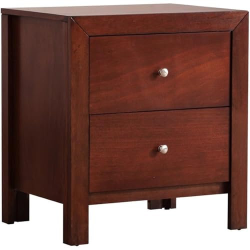 Glory Furniture G2400-N - Mesita de Noche (2 cajones), Color Rojo, Madera, Cereza, N/A