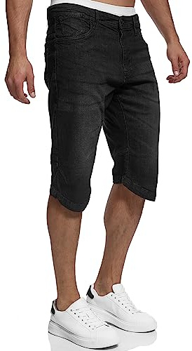 Indicode Hommes Jaspar Jeans Shorts | Pantalon Court en Jean à 5 Poches Black XL