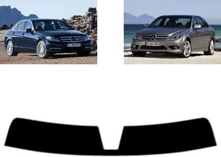Sonnenblendstreifen für-Mercedes C Class W204 4-Türen Limousine 2007-2013 Passgenaue Tönungsfolie (05% Tiefschwarz)