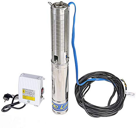 Pro-Lift-Werkzeuge Tiefbrunnenpumpe 750W Edelstahl sandverträglich Brunnenpumpe Garten 4“ Tauchdruckpumpe 6000 l/h Wasserpumpe Rohrpumpe 220V Deep Well Pump 0,75kW