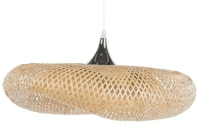 Lampadario in Bambù Marrone Chiaro e Metallo Forma Curva 118 x 80 cm