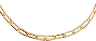 SINGULARU - Collar Chic. Cadena de Eslabones. Colgante en Latón con Acabado Baño de Oro de 18 Kt. Joyas para Mujer
