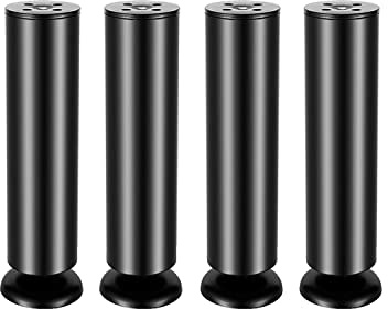 Qrity 4 x Möbelfüße Edelstahl, 20cm Sofa Füße mit Gummimatte, Sicher & Leise, für Schrank Sofa Bett Couchtisch, Schwarz
