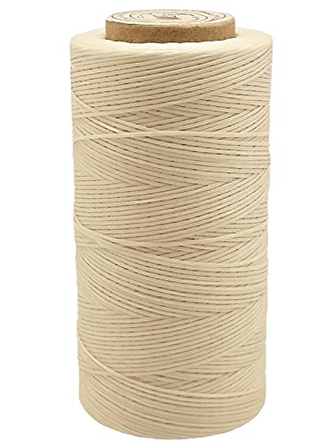 Gewachstes Garn, 328 Yards 150D 1 mm Ledern盲hgarn, gewachst, f眉r Lederarbeiten, Buchbindung, Schuh, Lederprojekte (Beige #002)