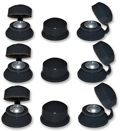 50, Corrugated Roofing Plastic Screw Cover Strap Caps - Black