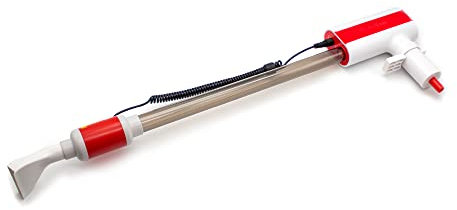 Toplionace Limpiador de Grava de Acuario Eléctrico AC 110V-220V, Aspirador de Sifón de Acuario de Cambio de Agua, 2,5 W/8,5 W/15W Ajustable (Rojo)