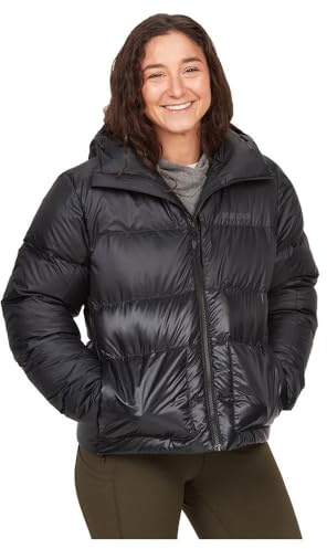 Marmot Kvinnor Wm's Guides Down Hoody, Vatten- och vindtät Gore-Tex regnjacka, andningsaktiv och idealisk för cykling samt som vår- och höstjacka, Black, S