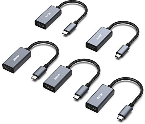 BENFEI Adattatore USB C a HDMI 4K@60Hz, 5 Confezioni Adattatore USB Tipo C a HDMI [Compatibile Thunderbolt 3/4] per iPhone 16,15 Pro/Max MacBook Pro/Air 2023 iPad Pro iMac S23 XPS 17 e altro