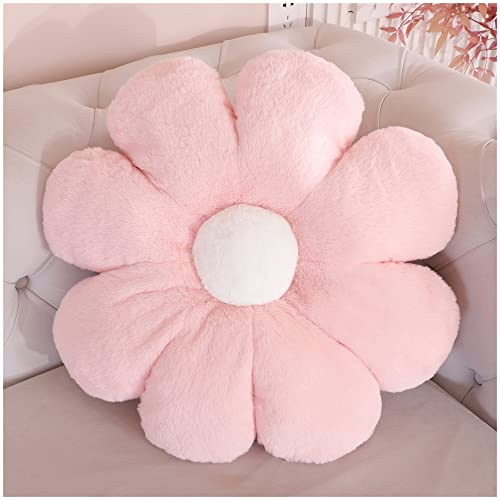 LANFIRE Blume Plüsch Kissen Bodenkissen Dekoratives Blumenkissen Sitzkissen Schlafsofa Kissen Möbel Innenkissen (50CM, Rosa weiß)