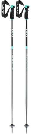 LEKI Damen Neolite Airfoil Skistöcke, Gunmetal-Black-Light Turquoise, 110CM