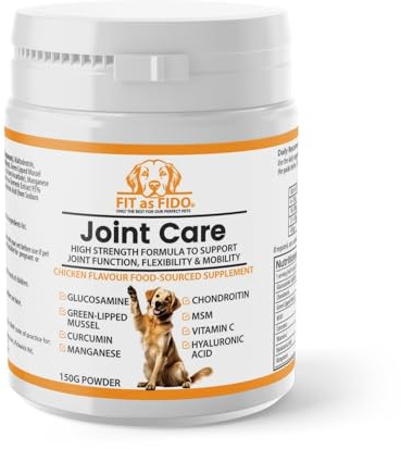 Joint Supplement for Dogs - Anti-Inflammatory Joint Care Powder Adult & Senior - Glucosamine, Chondroitin, Green Lipped Mussel, MSM, Hyaluronic Acid, Manganese, Vitamin C, Turmeric - Chicken Flavour