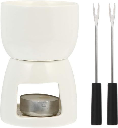 LeGDOr 1 Set di Set per fonduta in Ceramica, scaldaburro in Porcellana, pentola per fonduta con Candela tealight, crogiolo di Cioccolato, crogiolo di Formaggio per fonduta di Frutti di Mare