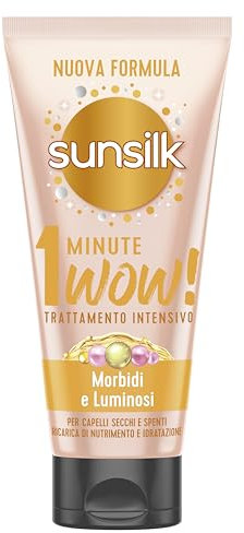 Sunsilk, Trattamento Intensivo 1 Minute Wow, Maschera Capelli Secchi, Linea Morbidi e Luminosi, Trattamento Capelli Danneggiati, con Oli Nutrienti, Cheratina e Biotina, 180ml