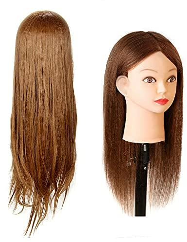 Trintion 26 Blonde Training Mannequin Head - High Temperature Synthetic Fiber Cosmetology Doll with Clamp Stand for Hair Braiding & Trimming