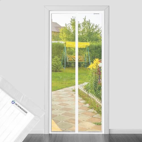 Fliegengitter tür 80x210cm, design4door Fliegengitter Balkontür Weiß, Keine Stechmücken, Gesundes Leben