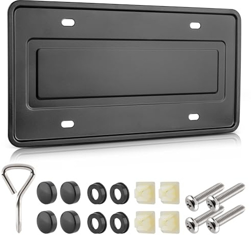 RED WOLF Stainless Steel License Plate Frame Holder Frame Backing Reinforce Bracket 6 x 12 Inch Car Tag for SUV Pickup Truck Trailer Front Rear Bumper w/o Obstruction with Screw Accessories