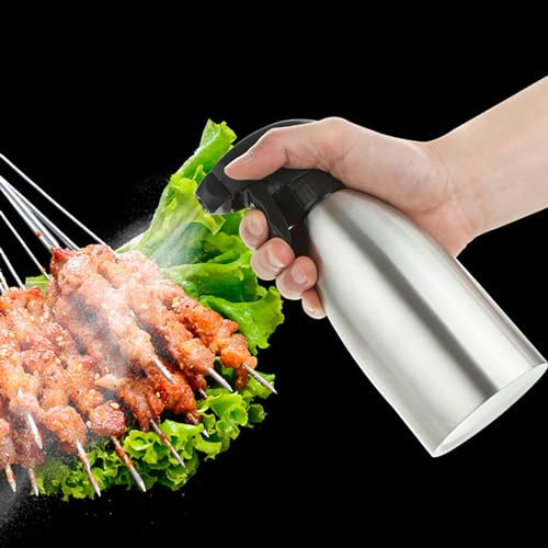 AMZTEMU Acciaio inox Oliera Spray, Spruzzatore olio, Spruzzino nebulizzatore, Nebulizzatore per Olio per cucina, cucina, insalata, barbecue(500ml)