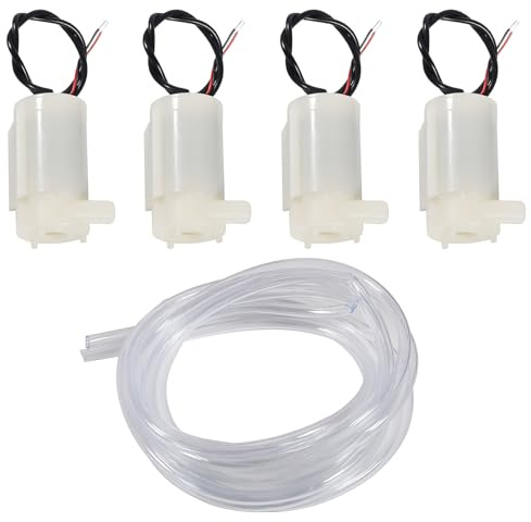 AEDIKO 4pcs Micro Submersible Mini Water Pump DC 3V 5V for Aquariums Fish Tank Pond Fountain Hydroponics Garden with 4M Flexible Tube Water Pipe