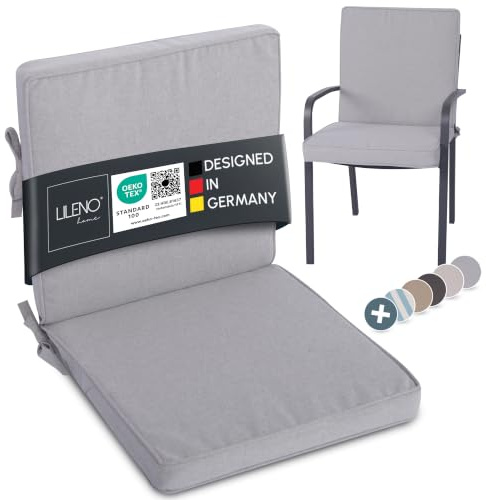 LILENO HOME Gartenstuhl Auflagen als [1er Set - Niedriglehner] in Silber - Bequeme Liegen als Sitzauflagen für Gartenmöbel - Stuhlkissen für Gartenstühle und Klappstühle Dub