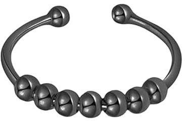 Anxiety Anello Nero In Acciaio Inox Da Donna,Anello Antistress Anxiety,Estetico Anello Antistress,Pratico Anelli Anti-Stress,Elegante Anelli Massaggianti,Per Attacchi Di Panico,Per Pollice,Dell'Umore