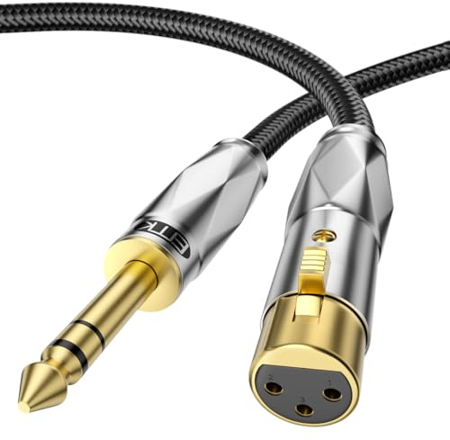 EMK Cavo bilanciato da 6,35 mm a XLR, da maschio a femmina XLR a 1/4, cavo XLR a 6,35 mm, cavo da 1/4 a XLR per console di mixaggio, microfono, chitarra, amplificatore, altoparlanti (1,5 metri)