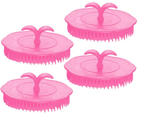 IWOWHERO 4 Stück Pe Kopfhautmassagebürsten mit Peelingfunktion zur Haarpflege und Blutflusssteigerung für Nass und Trockenmassage Zufällige Farbe