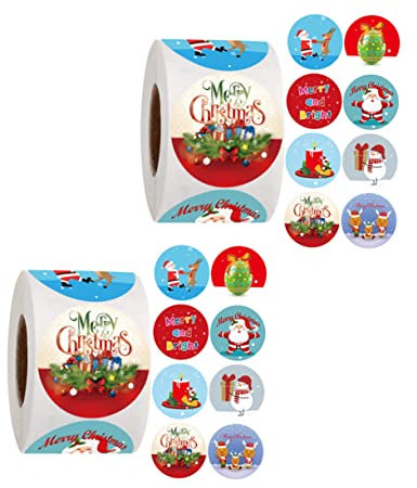 GETAJGHSD 2rollen Weihnachtsaufkleber Geschenkaufkleber Selbstklebende Aufkleber Weihnachtsetiketten Weihnachtsaufkleberrolle Für Fenster Türen Wände Geschenktüten Mit Schlichter Struktur Au