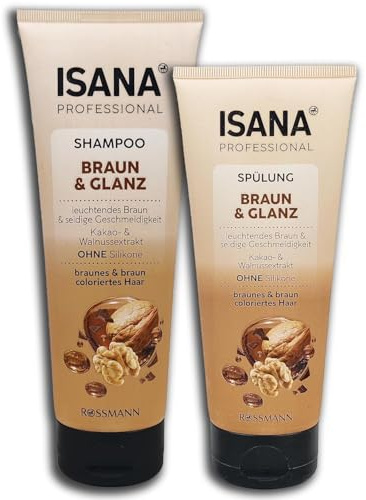 Hårvårdsset Isana Professional schampo & balsam brun och glans 250 ml +200 ml