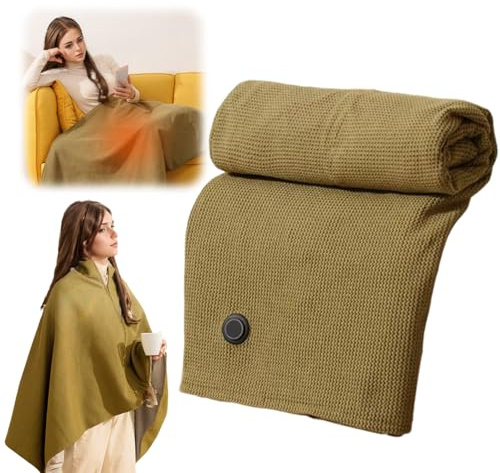 Heated Shawl, 2026 New Cordless Portable Heated Blanket, USB Powered Heated Blanket Portable, Soft Zipper Electric Shawl (Green)