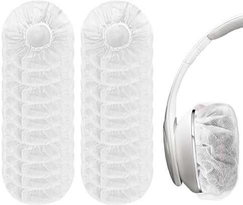 PESLNG 100 Piezas Funda Desechable para Auriculares, Blanca, Elástica y Extensible, Protección Higiénica para Auriculares (8-13CM), Ideal para Casa, Deporte y Oficina