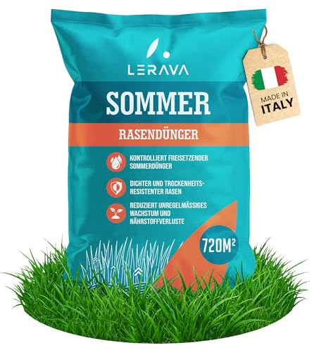 LERAVA® Concime prato estate (700m²) - Nutrimento bilanciato per prati verdi e fitti - Fertilizzante a lunga durata ricco di azoto - Crescita vigorosa e resistenza alla siccità - cura giardino estivo