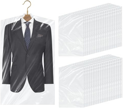 YSWOVUO 45 Pezzi Custodie per Abiti 60x100cm, Trasparenti Sacchetti Porta Abiti in Plastica, Sacchetti Vestiti Armadio Antipolvere, Portaabiti Antitarme, Copertura Vestiti per Camicie, Giacche, Abiti
