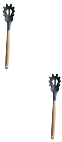 EQEQE Cucharas de Madera for cocinar, 2 Piezas, cucharas ranuradas for Servir Pasta, colador de Espaguetis, mostaccioli, Pasta, ditalini