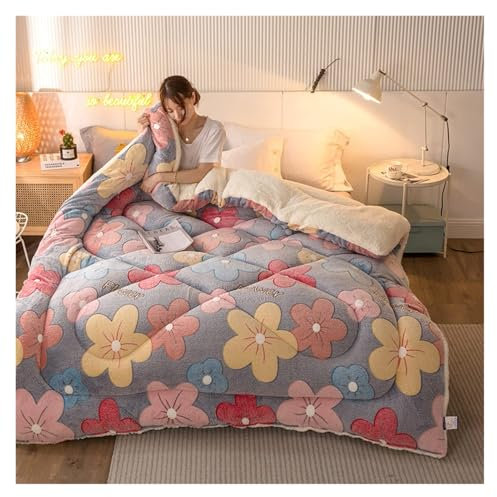 Kaschmirdecke für gemütliche Nächte – weiche, warme Bettwäsche für den Winter, einfache und doppelte Bettdecke mit Watte – halten Sie die ganze Nacht bequem und warm