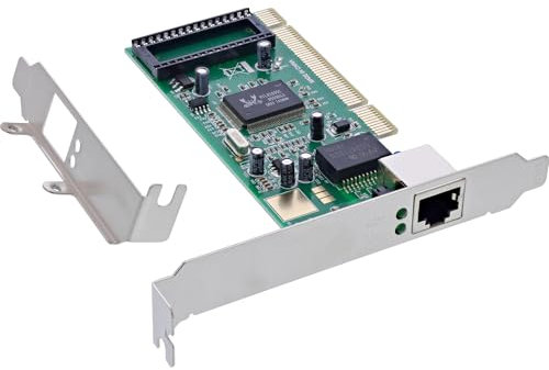 InLine Scheda di rete Gigabit 10/100/1000 Base-T Ethernet LAN Controller, 1 Gb/s, PCI, a partire da Win 98SE, Server 2003, Linux 2.4, macOS X 10.4, incl. piastra a basso profilo, 51115B