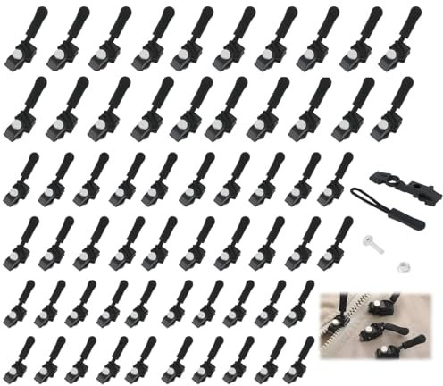 60 Stück Universell Reißverschluss Zipper Set, Reißverschluss Reparaturset für #3#5#8 Nylon Kunststoff Metall-Reißverschlüsse Einfacher Reparatur für Defekte Reißverschlüsse