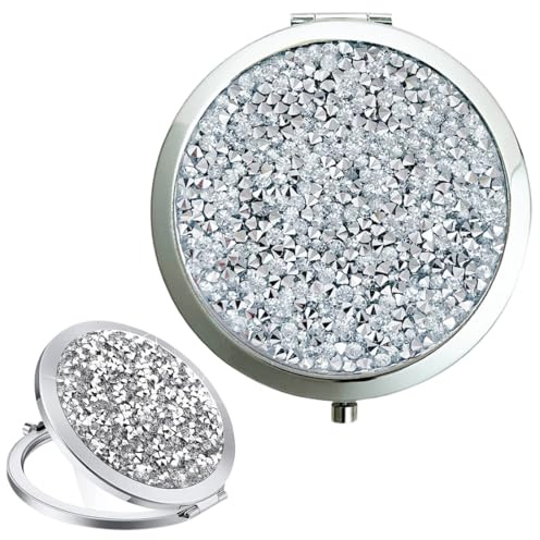 OUDQFCJ Namalu 1 Pezzo Specchietto da Borsetta Inspirational per Donna, Regalo di Ringraziamento per Colleghi, Specchio Portatile con Funzione di Ingrandimento, Natale (Cromato)