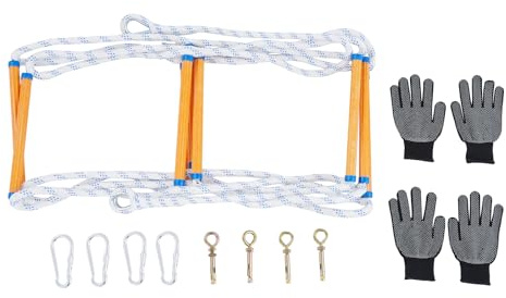 5m 10m Strickleiter Feuerleiter, Seilleiter Rettungsleiter Fluchtleiter aus Schwer Entflammbarem Nylon | Wiederverwendbar - Wasserdicht, Reißfest - Seil Leiter | Fenster Balkon Geländer Baumhaus (5m)