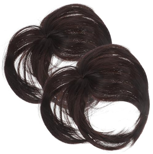 DECORNIJIA Peluca Postiza para Mujer Marrón, 2 Piezas, Fibra Química, Realista y Fácil de Usar, Adecuado para Cubrir Canas y Uso Diario