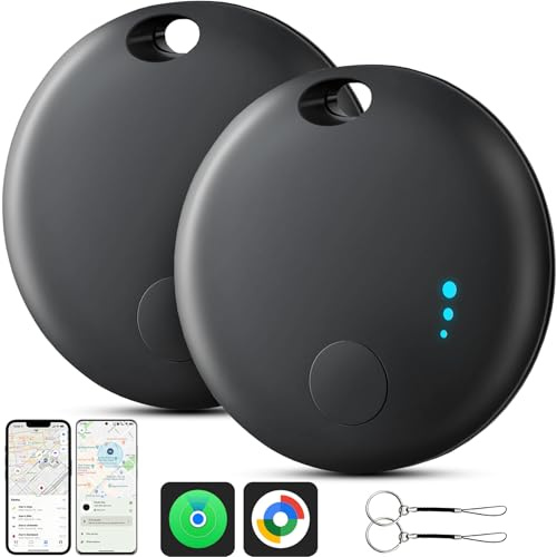 Air Tracker Android o iOS, 2 Unidades de Sistema Doble, buscador de Llaves, Compatible con Dispositivos iOS/Android, rastreador de Teclas Bluetooth para Llaves, Equipaje, Maleta (Negro)
