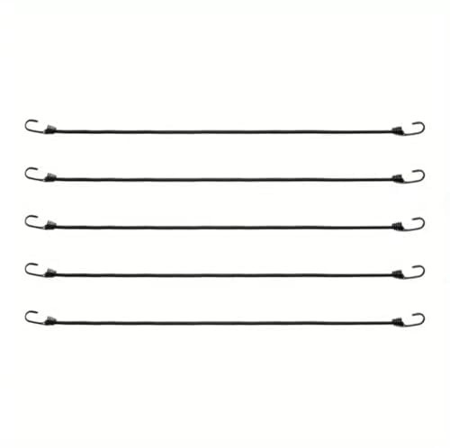 5Pcs Heavy Duty Bungee Cords with Hooks - Black Elastic Straps Ideal for Securing Luggage, Camping Gear & Tarps（100cm/39.37in）
