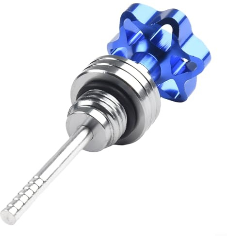 Tapa de varilla de medición de aceite de motor de aluminio para scooter, motocicletas, cigüeñal, herramienta de medición de nivel de aceite (azul)