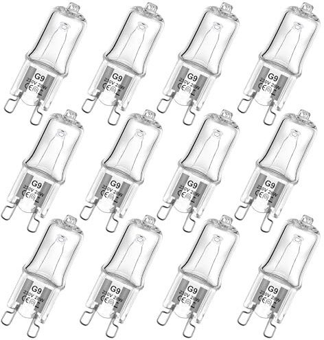 Givurao G9 Halogenlampe 28W, 12 Stück G9 230V Halogenglühbirne Dimmbar 2700K Warmweiß 336LM Kein Flackern 28 Watt Halogen Leuchtmittel für Backofen Mikrowellen Herd Deckenleuchten