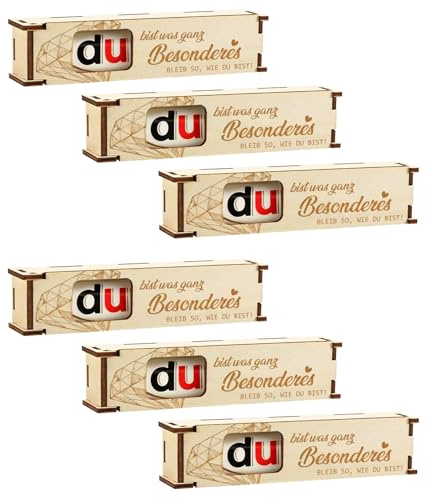 Forbabe 6 Stück Kleines Geschenk Schokoriegel Geschenkbox Holz Geschenkbox | Schokolade Aufbewahrungsbox Weihnachten Kleinigkeiten für Du bist etwas ganz Besonderes
