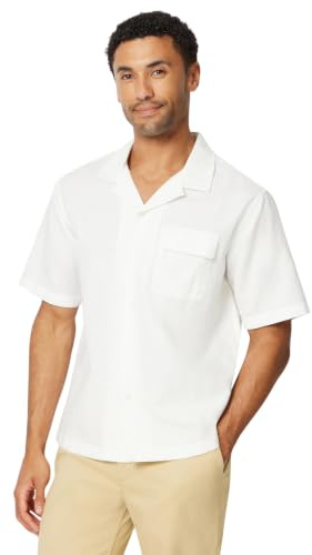 Amazon Essentials Camisa de Verano de Manga Corta en Mezcla de Lino Hombre