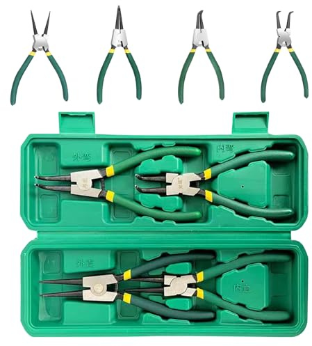 4 Pcs Snap Ring Pliers Set, Internal/External Heavy Duty for Ring Remover Retaining and Remove Hoses, Storage Case Included