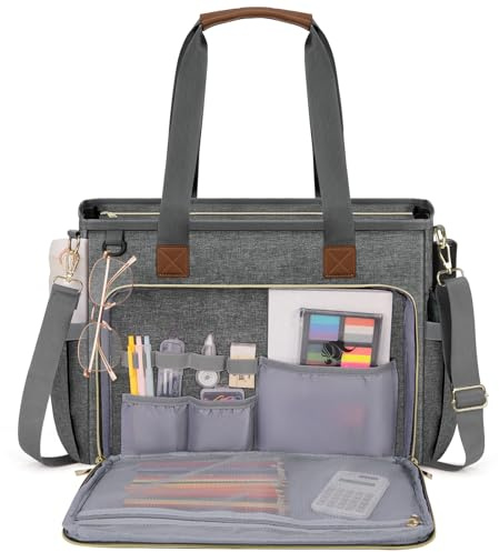 RAINSMORE Sac Fourre Tout pour Ordinateur 15,6 Pouces Sac de Professeur Grand Sac Cabas Femme pour Travail pour Enseignant d'infirmière d'étudiant
